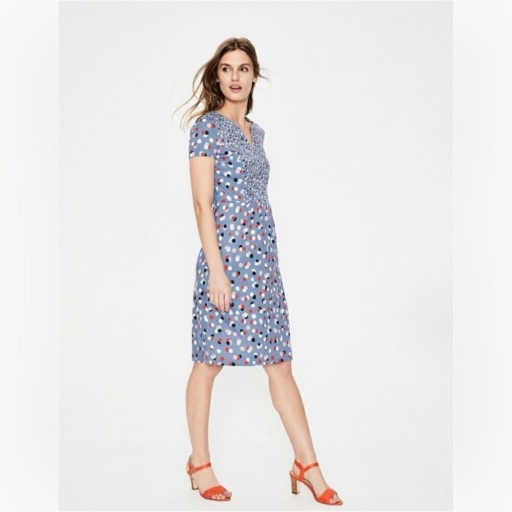 Boden Emory Jersey Dress Short Sleeve Above Knee Soft Blue Women 6 Regular J0181 - Picture 6 of 10